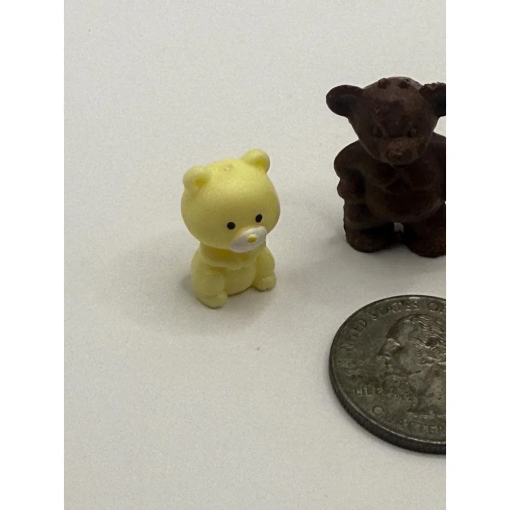VTG Mini Teddy Bear Figurines Lot –‎ Small Resin Bears – Dollhouse Size Set of 3